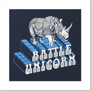 Battle Unicorn! Funny Vintage Armored Rhino Distressed Silly Posters and Art